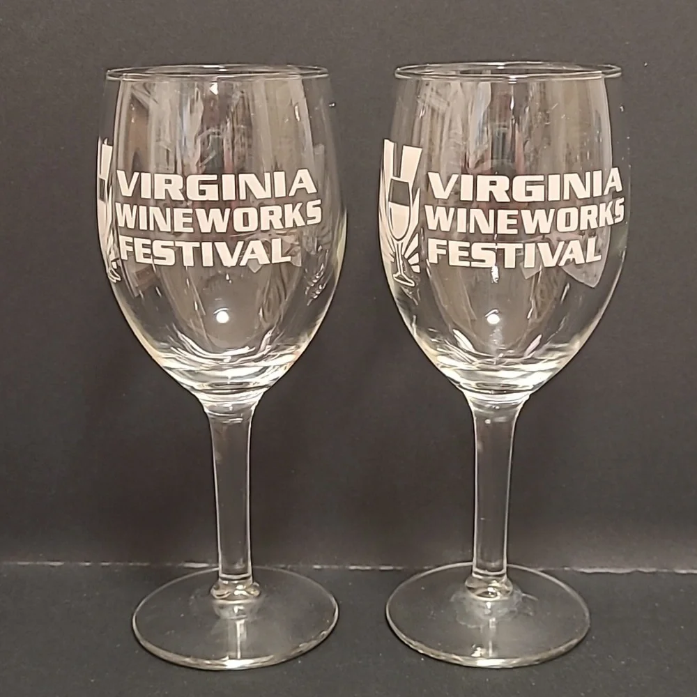 Pair of Virginia Wineworks Festival Wine Glasses